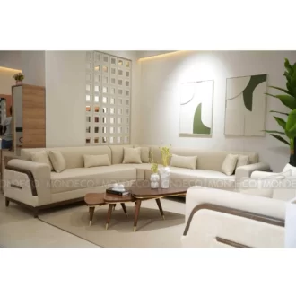 salon contemporain en velours anti-tache