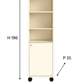 Armoire de rangement blanche IKRAM en MDF, dimensions L40 x H196 x P35 cm, meuble moderne pas cher pour chambre enfant en Tunisie.