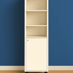 Armoire de rangement blanche IKRAM en MDF, dimensions 40x196x35 cm, meuble moderne et pratique pour chambre ou salon.